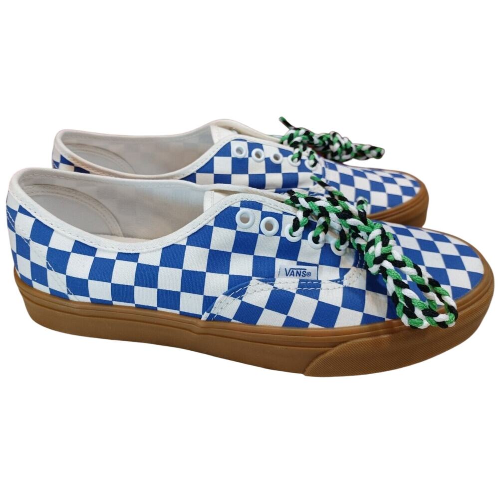 Vans Authentic Blue/Gum Checkerboard Womens Size 8.5